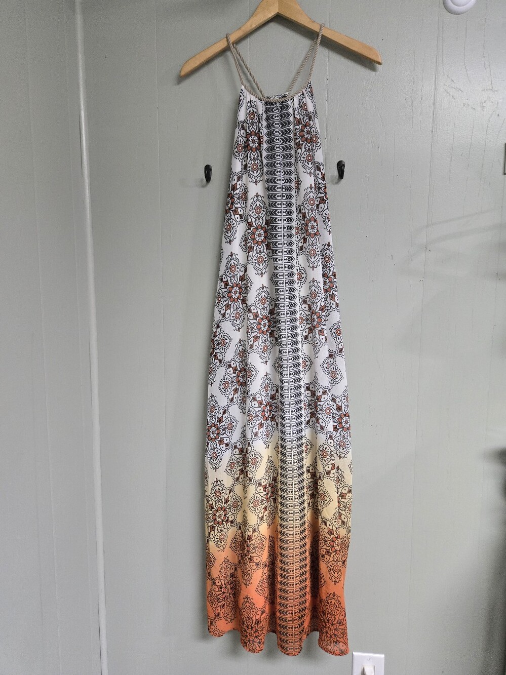 Altar'd State Dress Womens S White Floral Maxi Long Halter Strappy Lined Boho